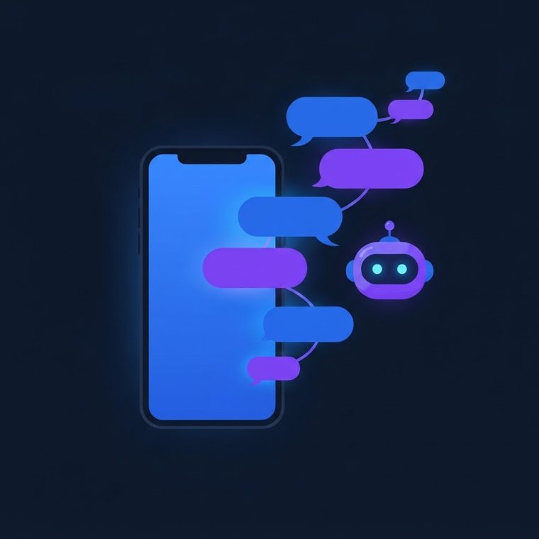 Ilustración de respuestas automáticas por chat con IA